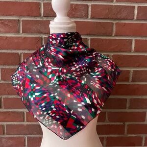 Silk Multicolor Geometric Print Square Scarf 21”x21” NWOT